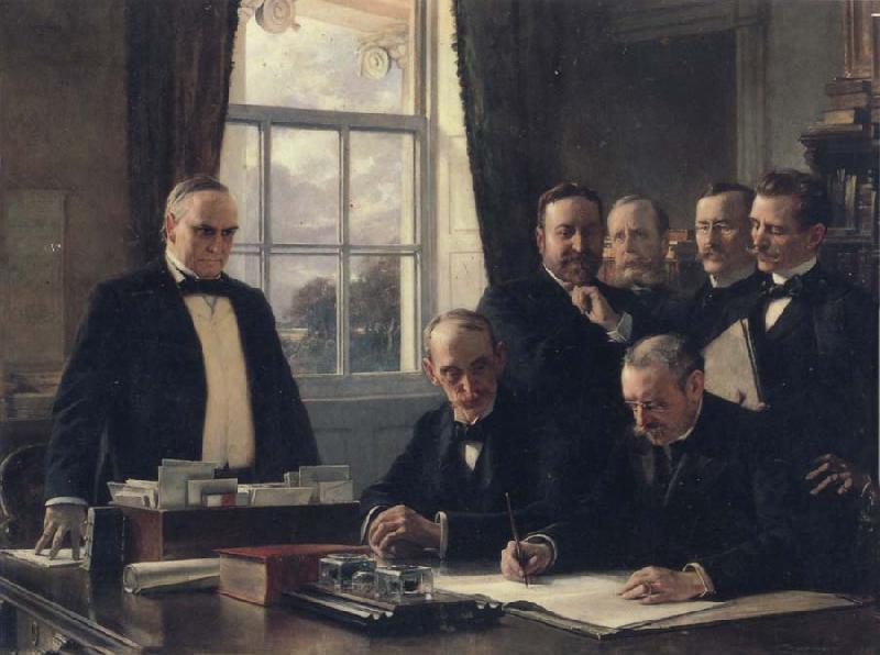 Theobald Chartran Signing of the Peace Protocol Between Spain and the United States oil painting image